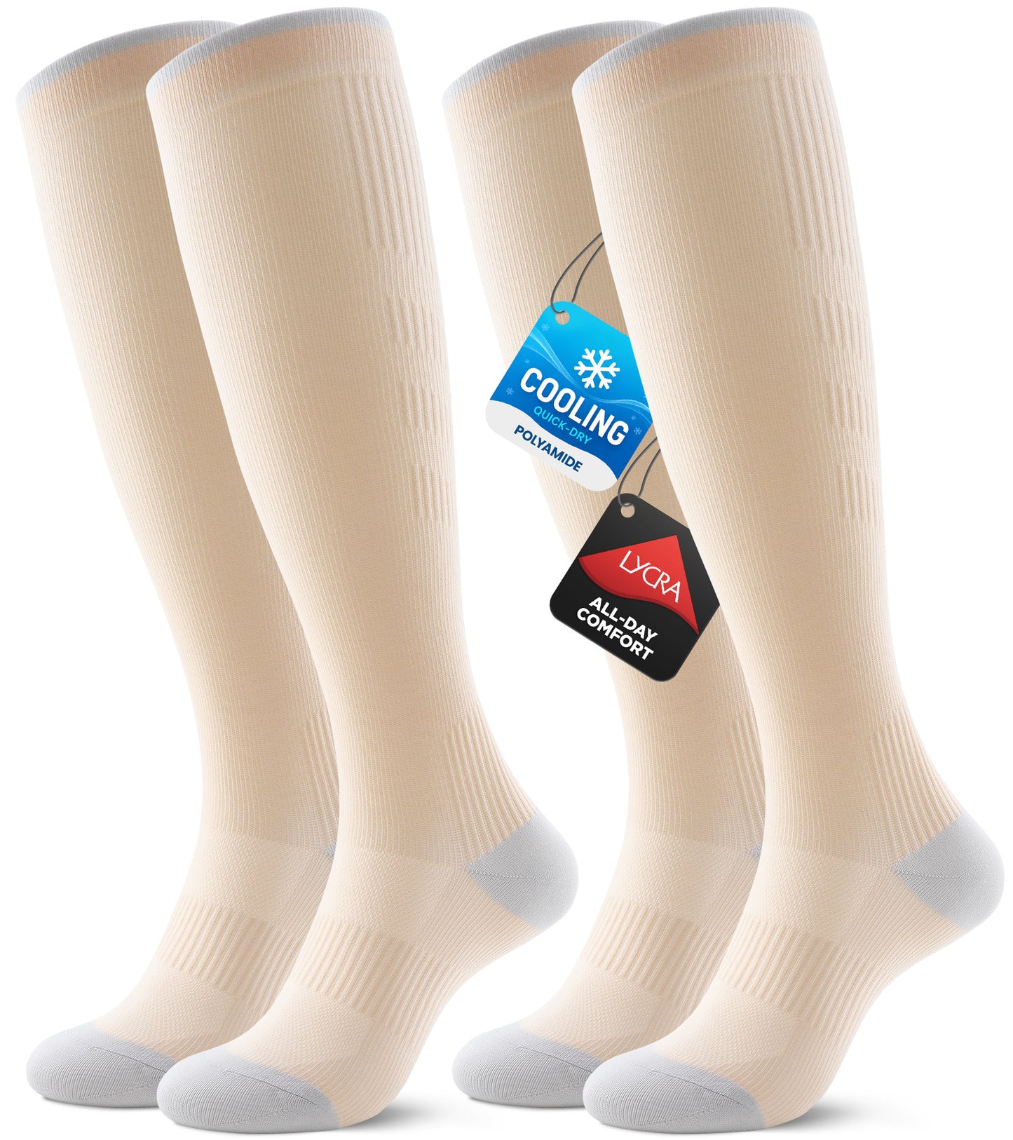 Compression Socks for Women Men - Beige