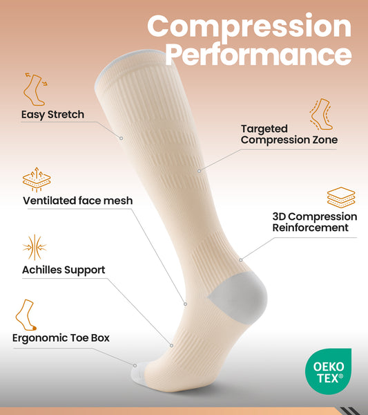 Compression Socks for Women Men - Beige