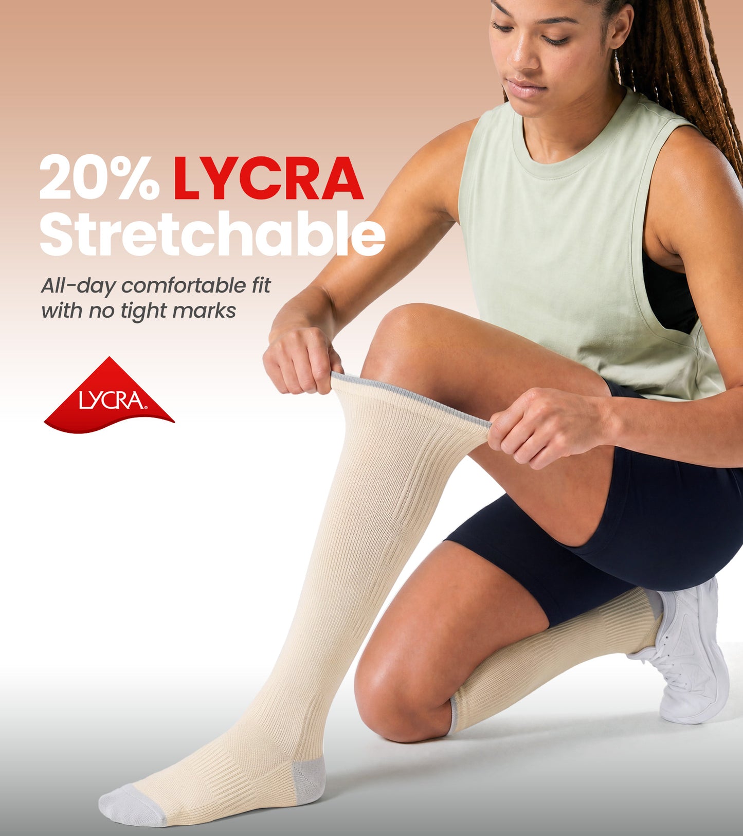 Compression Socks for Women Men - Beige