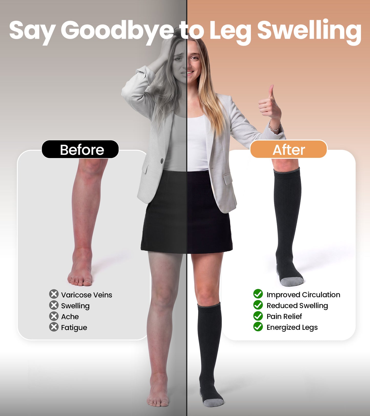 Compression Socks for Women Men - Black