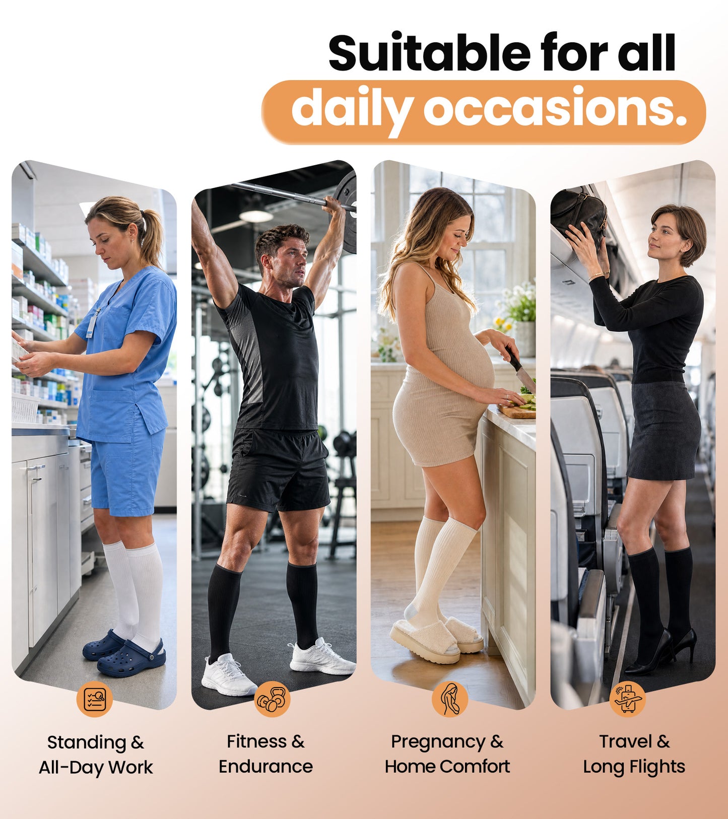 Compression Socks for Women Men - Black