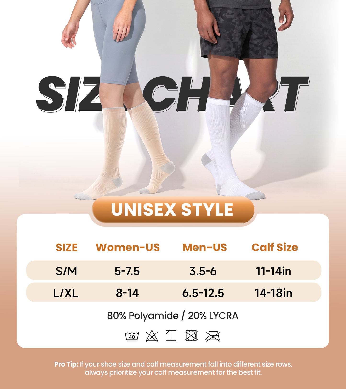 Compression Socks for Women Men - Beige