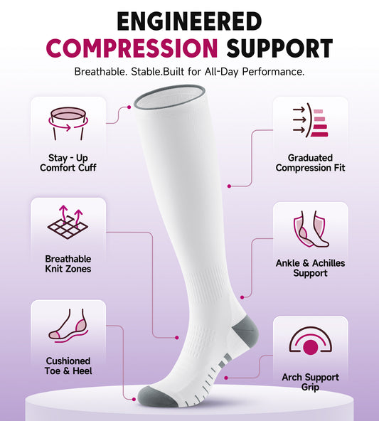 Compression Socks for Women Men - White