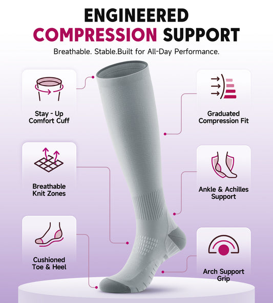 Compression Socks for Women Men - Gray