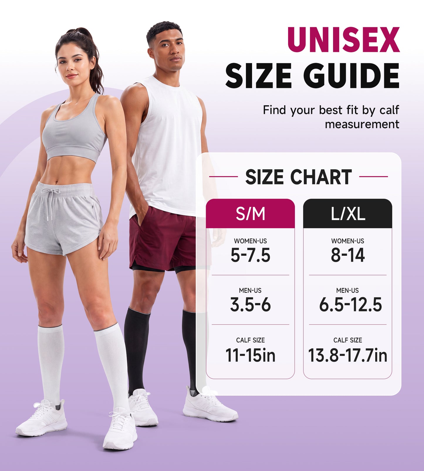 Compression Socks for Women Men - White