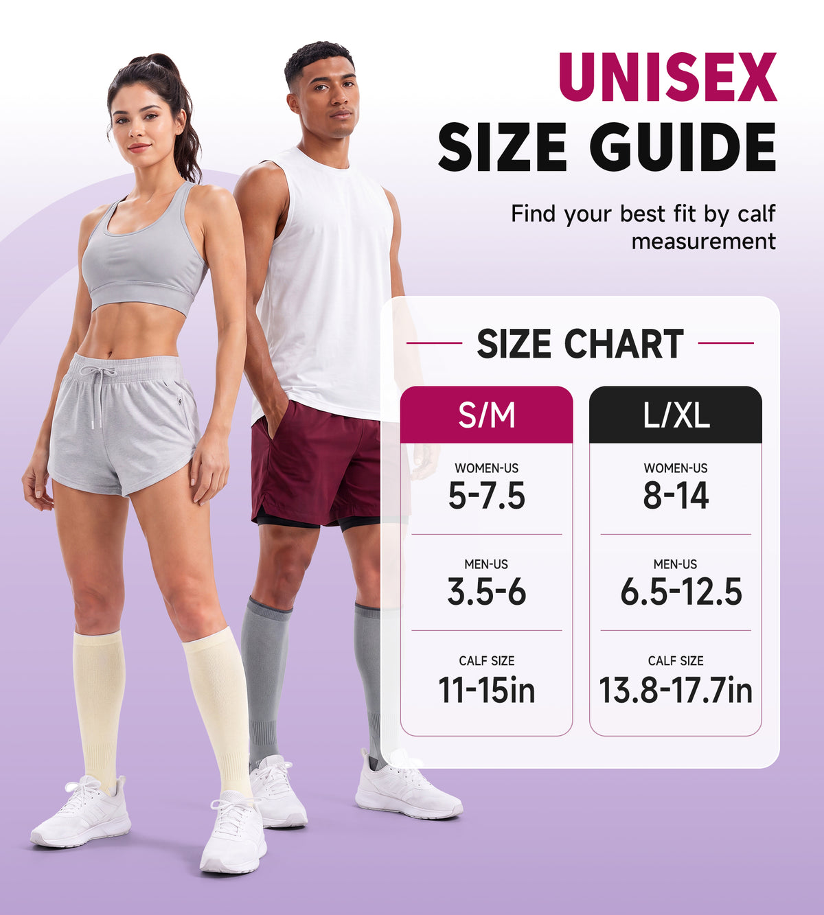 Compression Socks for Women Men - Gray