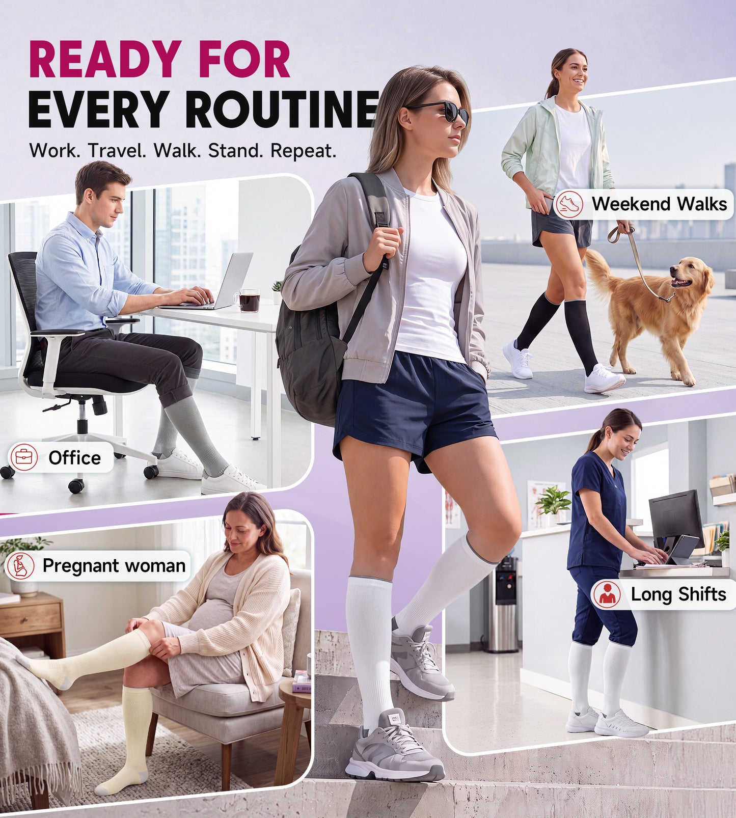Compression Socks for Women Men - White