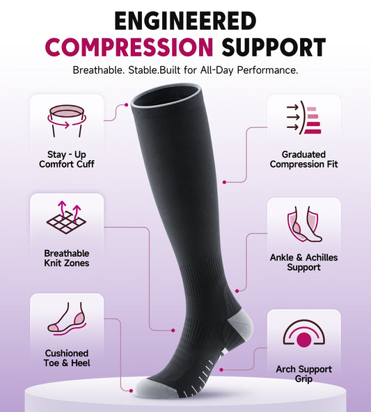 Compression Socks for Women Men - Black